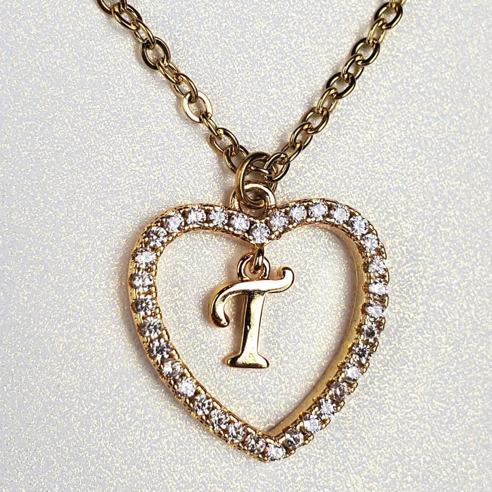 Initials I Heart Pendant Necklace For Women /Zircon Gemstones/ Love Necklaces